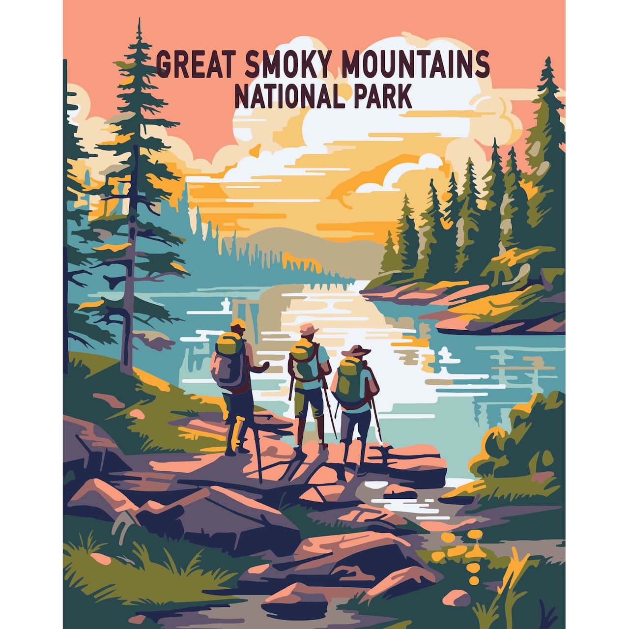 8" x 10" Great Smoky Mountains Paint-by-Number Kit with Wood Display Hanger by Artist's Loft®